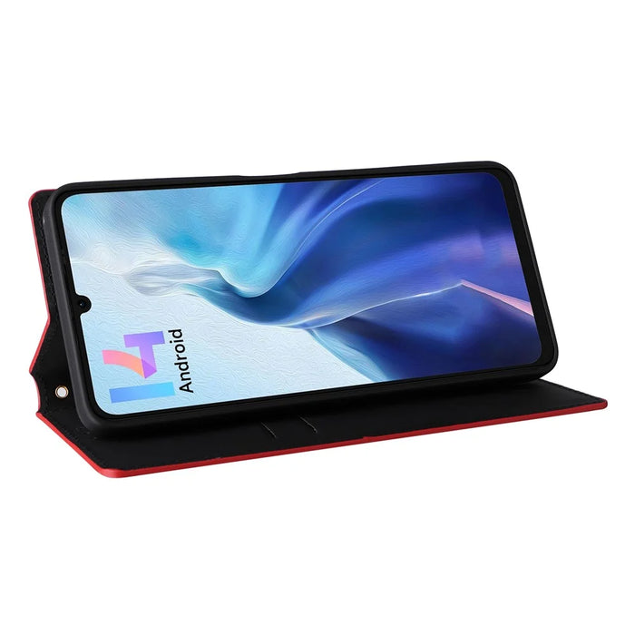 For Meizu Note 21 / Ulefone Note 20 Pro Wallet Case Rhombus Imprinted Leather Phone Cover - Red - 4
