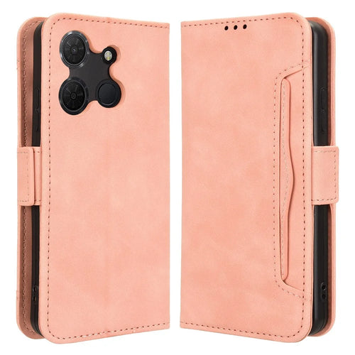 For TCL 503 Leather Case Phone Wallet Cover with Multiple Card Slots - Pink - 1