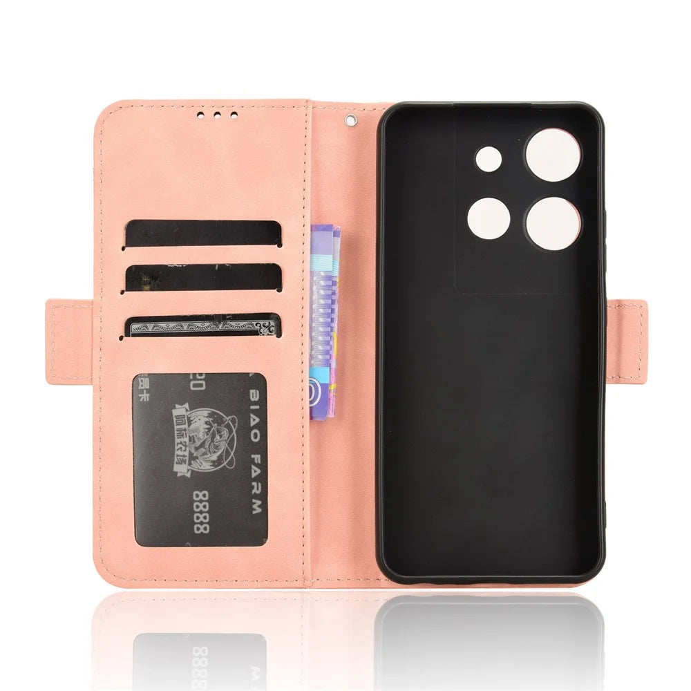 For TCL 503 Leather Case Phone Wallet Cover with Multiple Card Slots - Pink - 5