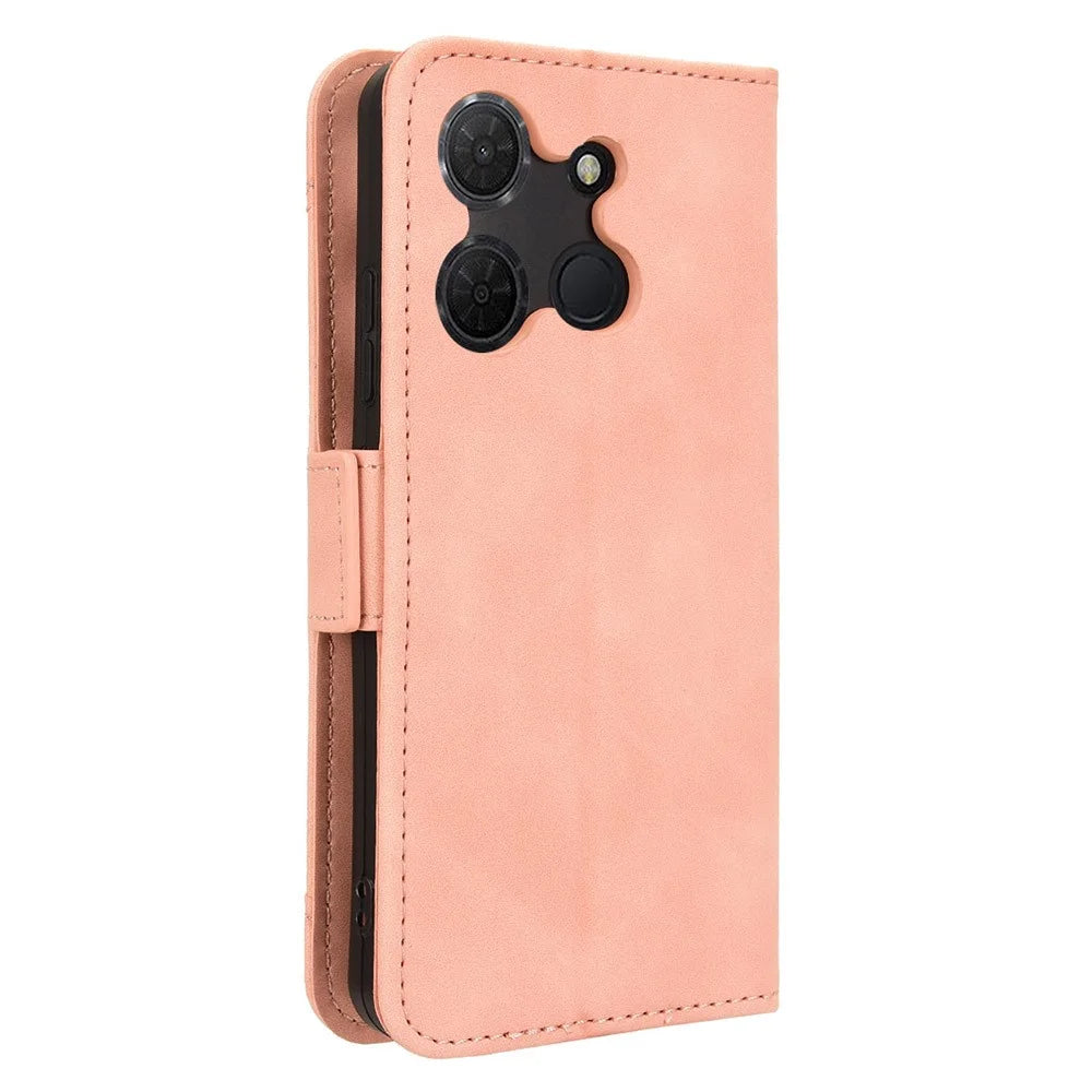For TCL 503 Leather Case Phone Wallet Cover with Multiple Card Slots - Pink - 7
