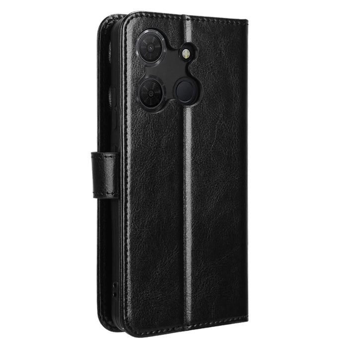 For TCL 503 Case Crazy Horse Texture PU Leather Phone Wallet Cover - Black - 6
