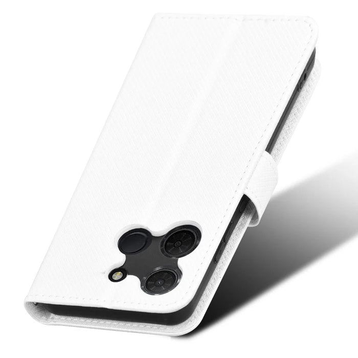 For TCL 503 Case PU Leather Diamond Texture Wallet Phone Cover - White - 6