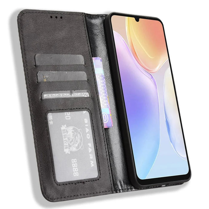 For Meizu Note 21 / Ulefone Note 20 Pro Leather Case Wallet Stand Retro Texture Phone Cover - Black - 2