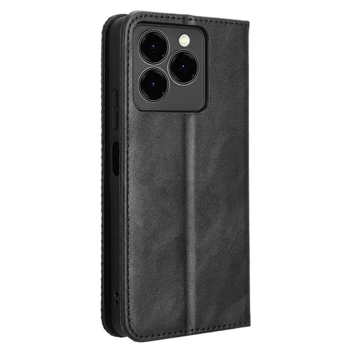 For Meizu Note 21 / Ulefone Note 20 Pro Leather Case Wallet Stand Retro Texture Phone Cover - Black - 7