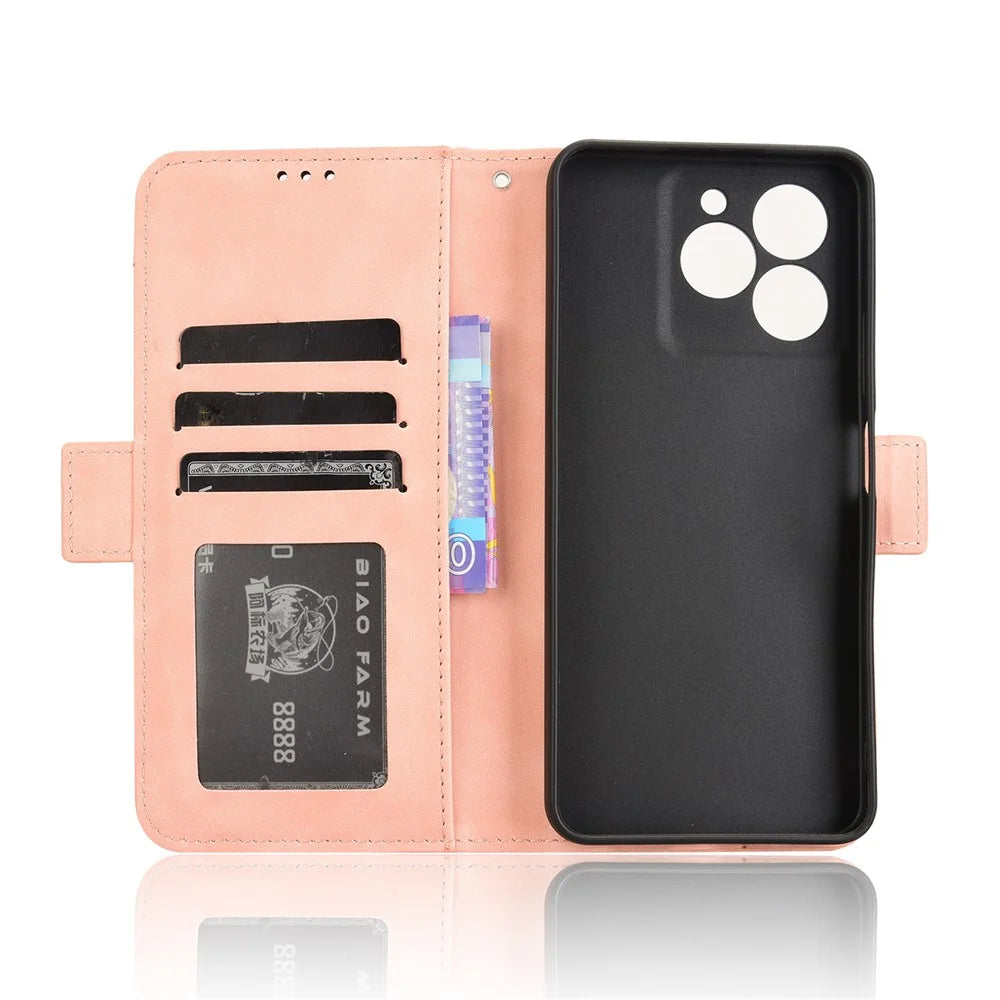 For Meizu Note 21 / Ulefone Note 20 Pro Leather Case Phone Wallet Cover with Multiple Card Slots - Pink - 3