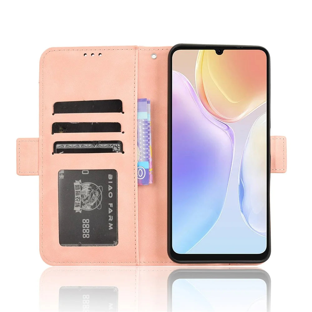 For Meizu Note 21 / Ulefone Note 20 Pro Leather Case Phone Wallet Cover with Multiple Card Slots - Pink - 4