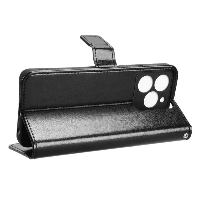 For Meizu Note 21 / Ulefone Note 20 Pro Case Crazy Horse Texture PU Leather Phone Wallet Cover - Black - 4
