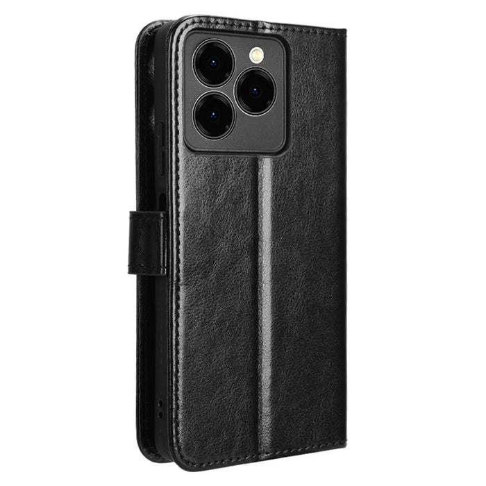 For Meizu Note 21 / Ulefone Note 20 Pro Case Crazy Horse Texture PU Leather Phone Wallet Cover - Black - 6