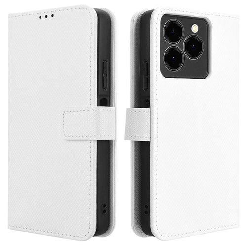 For Meizu Note 21 / Ulefone Note 20 Pro Case PU Leather Diamond Texture Wallet Phone Cover - White - 1