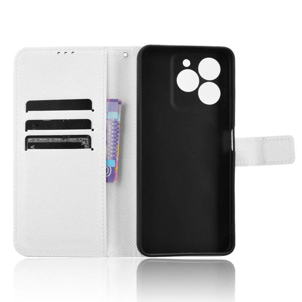 For Meizu Note 21 / Ulefone Note 20 Pro Case PU Leather Diamond Texture Wallet Phone Cover - White - 2