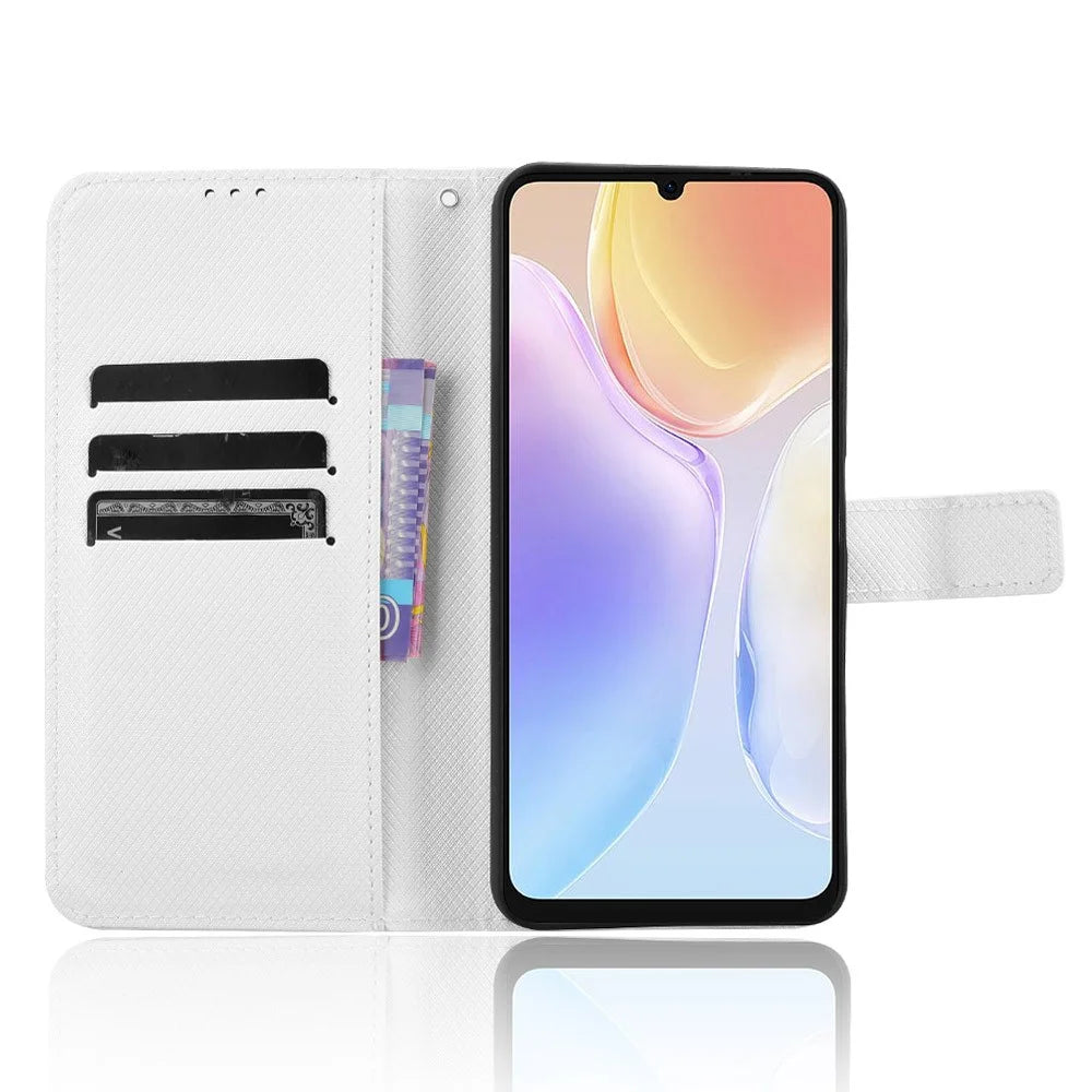 For Meizu Note 21 / Ulefone Note 20 Pro Case PU Leather Diamond Texture Wallet Phone Cover - White - 3