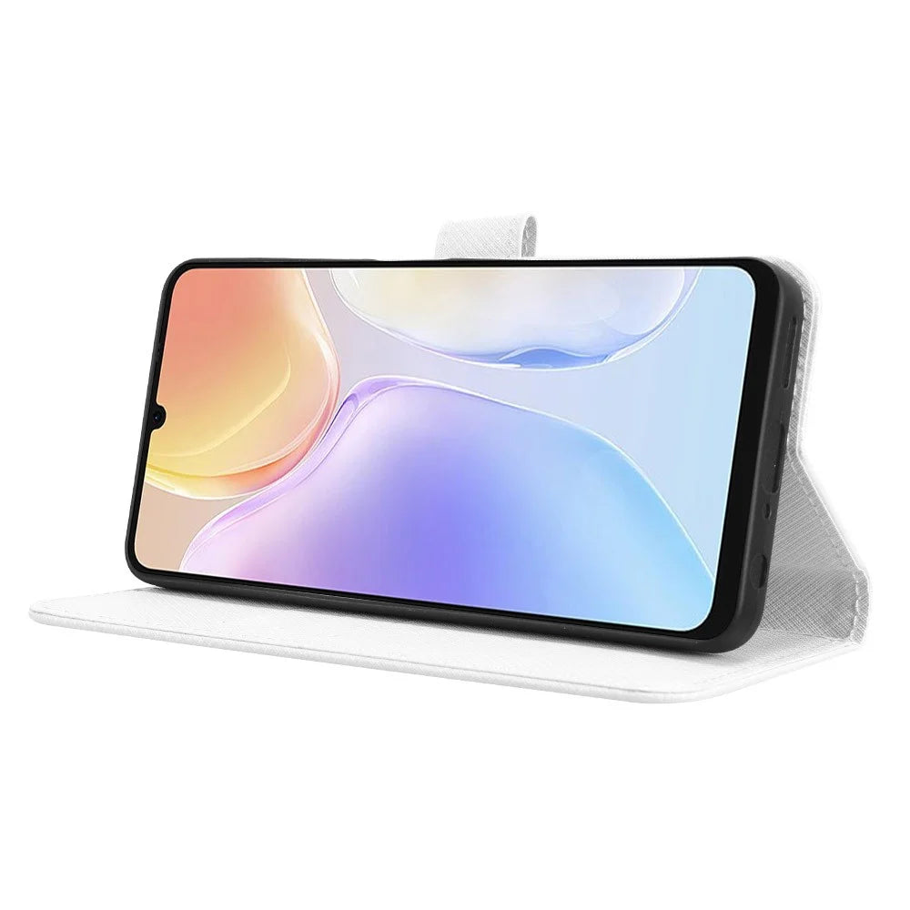 For Meizu Note 21 / Ulefone Note 20 Pro Case PU Leather Diamond Texture Wallet Phone Cover - White - 4