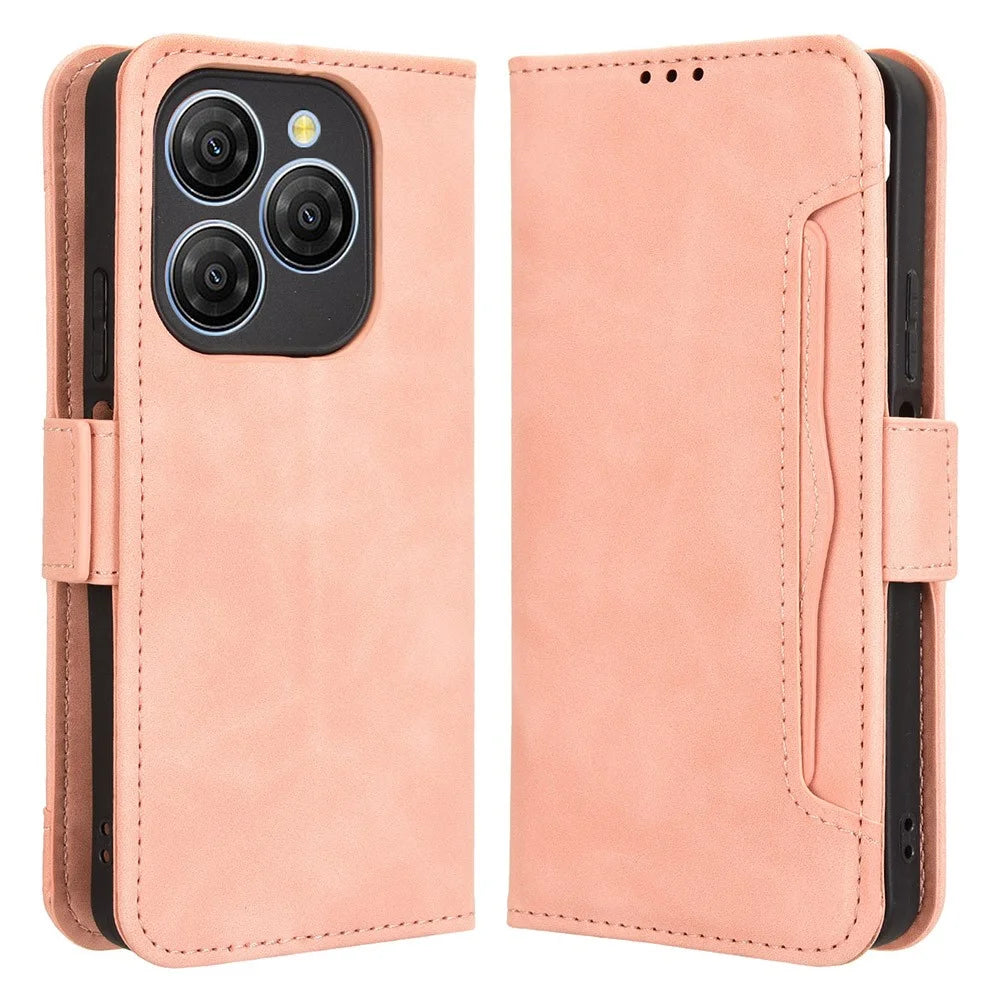 For Blackview Shark 9 5G Leather Case Phone Wallet Cover with Multiple Card Slots - Pink - 1