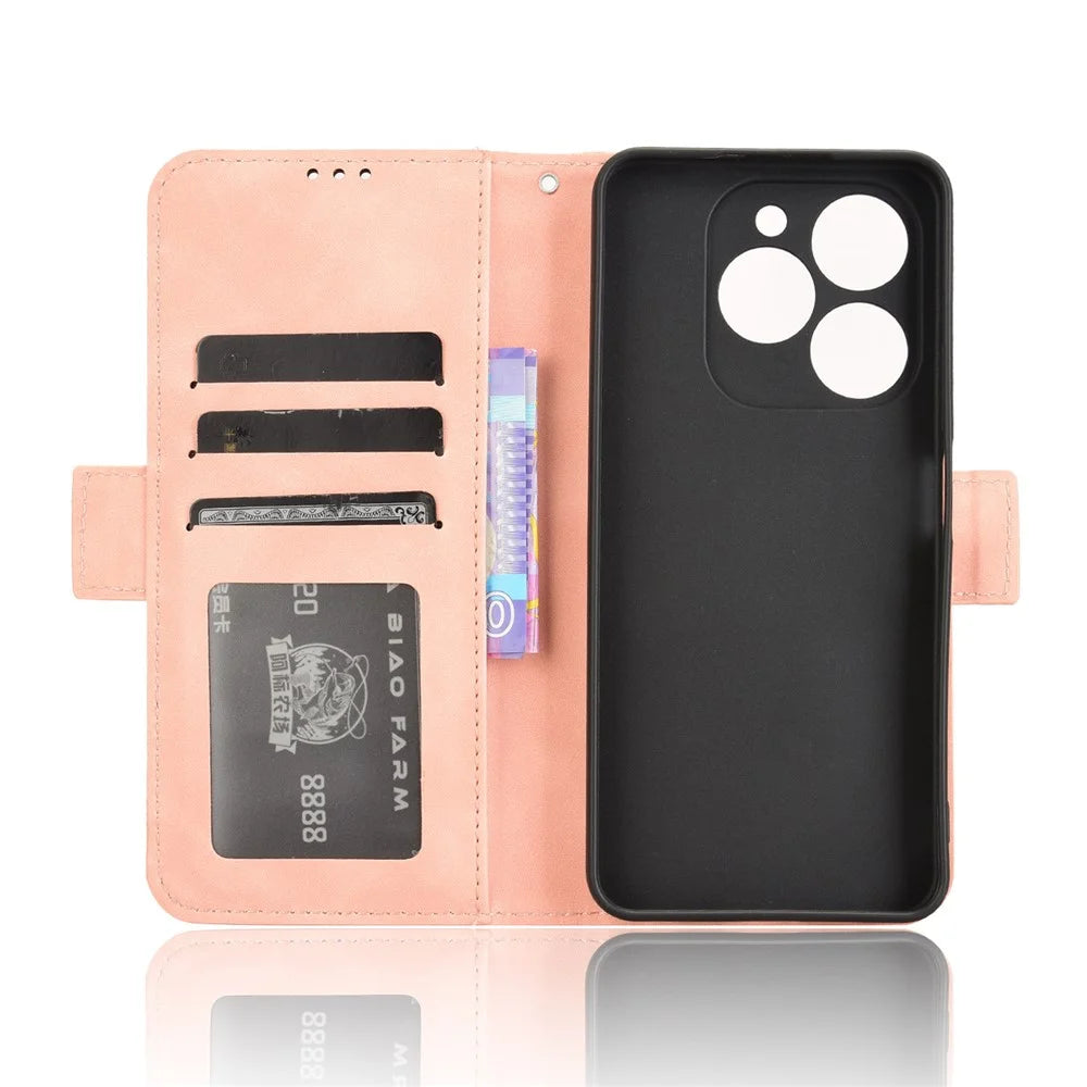 For Blackview Shark 9 5G Leather Case Phone Wallet Cover with Multiple Card Slots - Pink - 3
