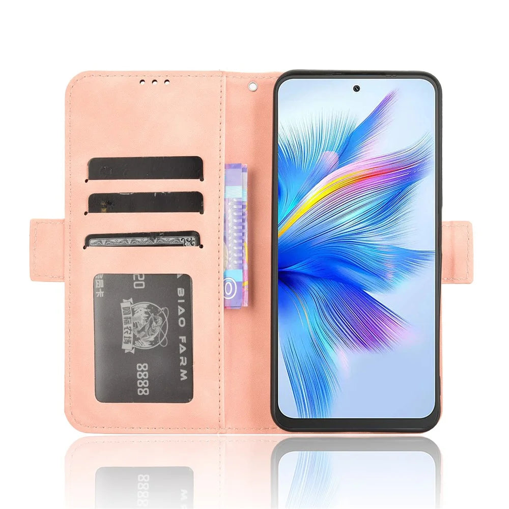 For Blackview Shark 9 5G Leather Case Phone Wallet Cover with Multiple Card Slots - Pink - 4