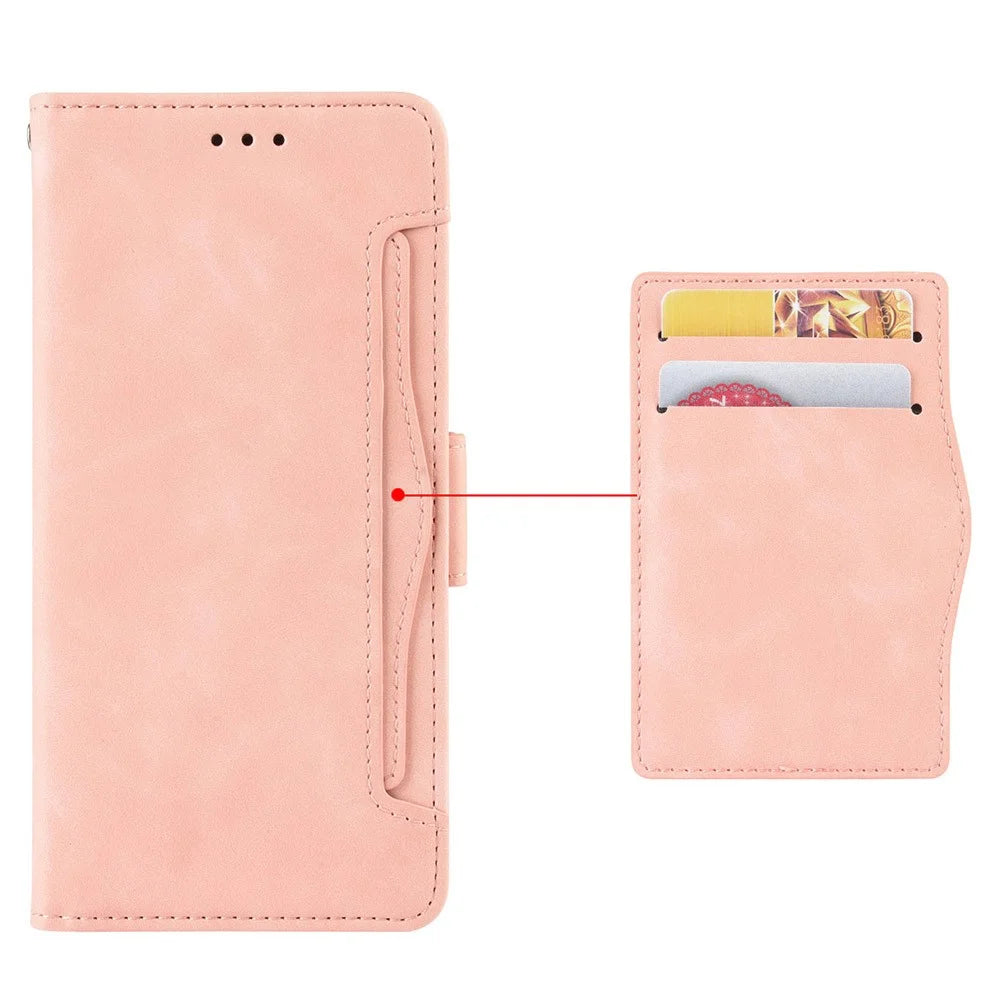 For Blackview Shark 9 5G Leather Case Phone Wallet Cover with Multiple Card Slots - Pink - 6