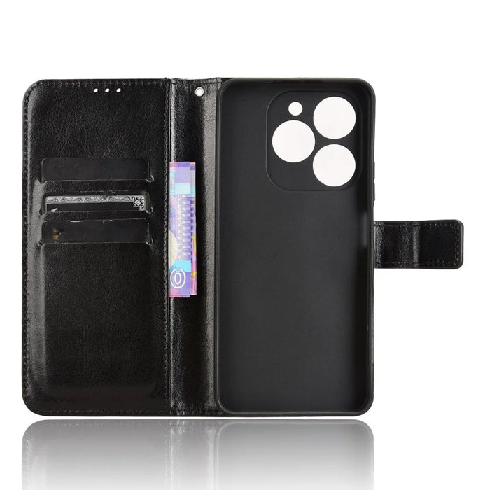 For Blackview Shark 9 5G Case Crazy Horse Texture PU Leather Phone Wallet Cover - Black - 2