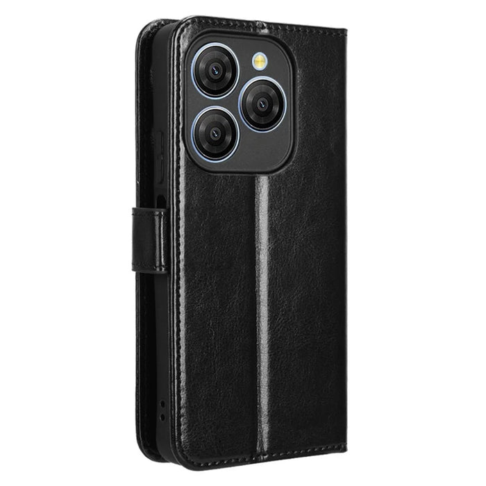 For Blackview Shark 9 5G Case Crazy Horse Texture PU Leather Phone Wallet Cover - Black - 6