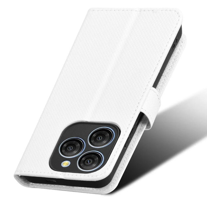 For Blackview Shark 9 5G Case PU Leather Diamond Texture Wallet Phone Cover - White - 6