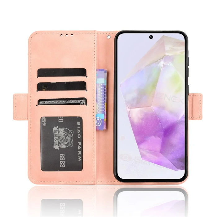 For Samsung Galaxy A36 5G Leather Case Phone Wallet Cover with Multiple Card Slots - Pink - 3