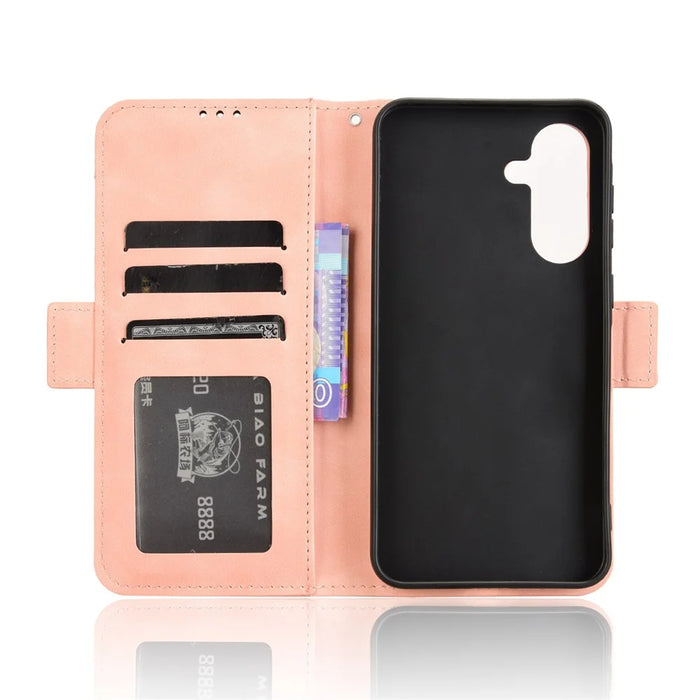 For Samsung Galaxy A36 5G Leather Case Phone Wallet Cover with Multiple Card Slots - Pink - 5