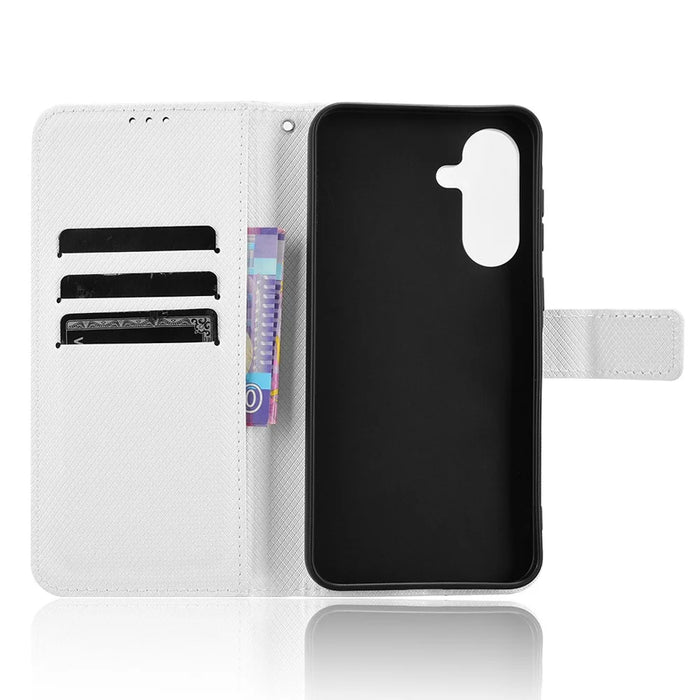 For Samsung Galaxy A36 5G Case PU Leather Diamond Texture Wallet Phone Cover - White - 3