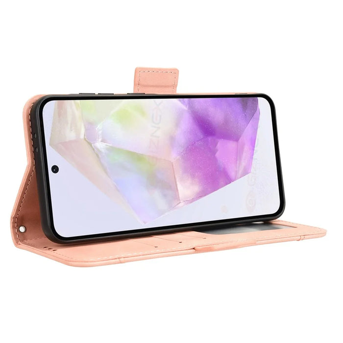 For Samsung Galaxy A56 5G Leather Case Phone Wallet Cover with Multiple Card Slots - Pink - 4