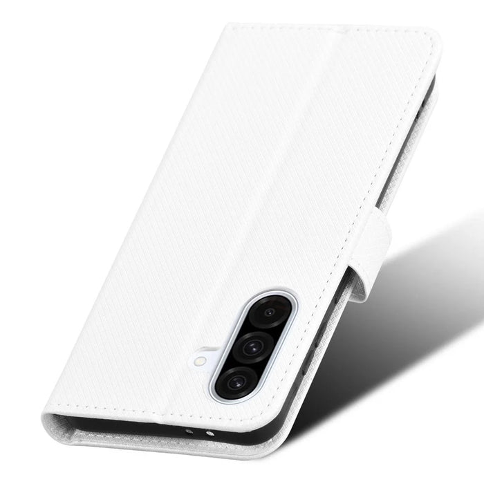 For Samsung Galaxy A56 5G Case PU Leather Diamond Texture Wallet Phone Cover - White - 6