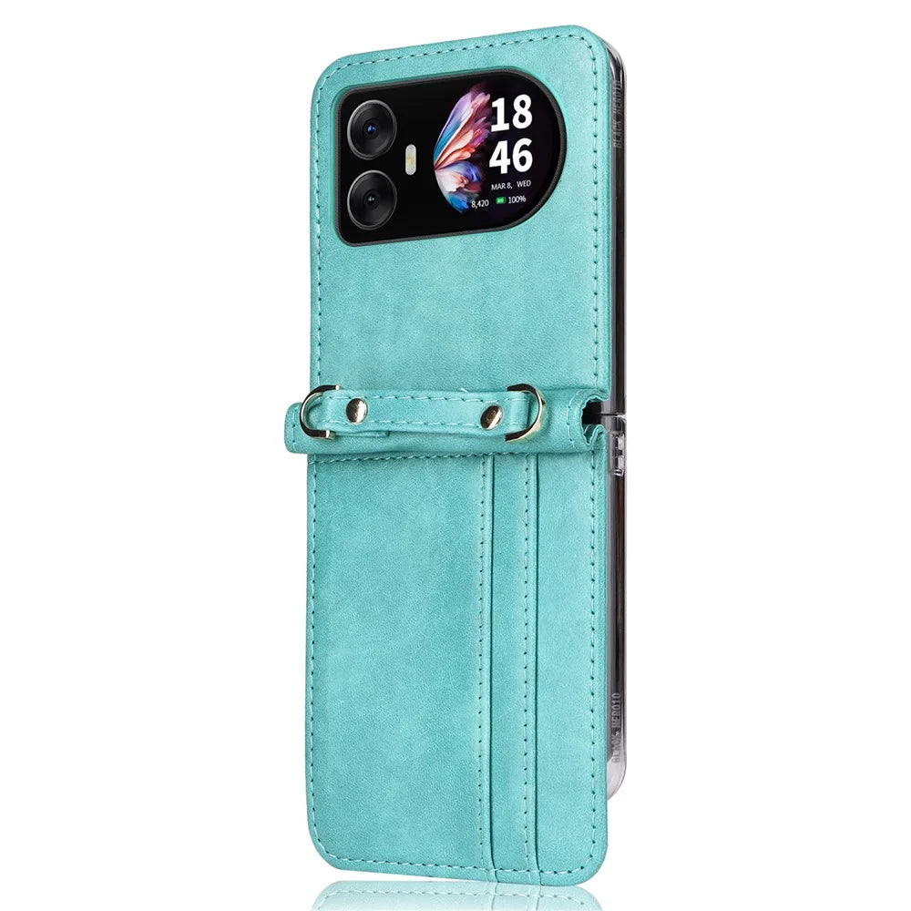For Blackview Hero 10 4G Case Card Slots Leather Phone Cover with Lanyard - Green - 2