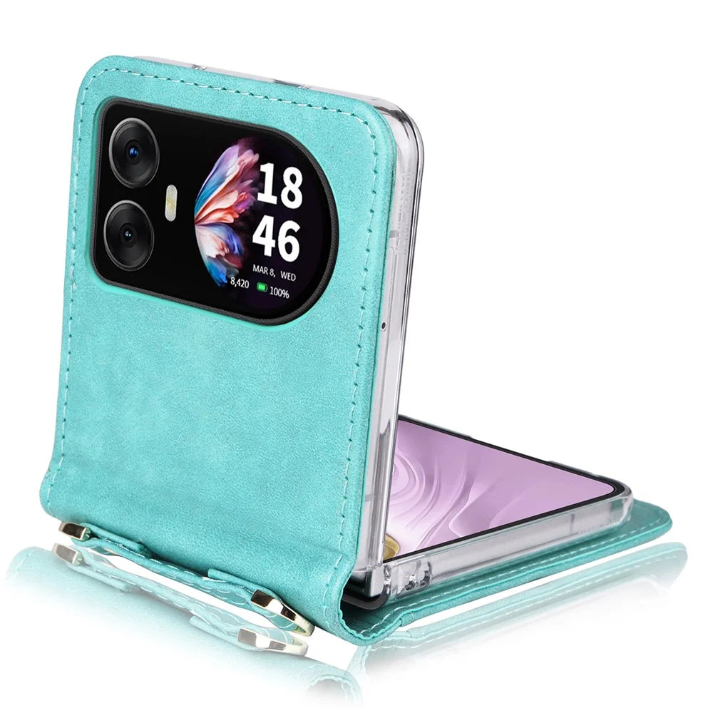 For Blackview Hero 10 4G Case Card Slots Leather Phone Cover with Lanyard - Green - 3