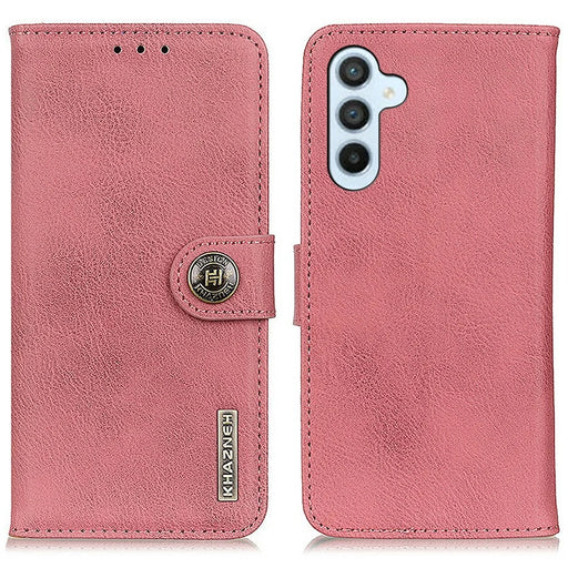KHAZNEH For Samsung Galaxy A26 5G Wallet Case Cowhide Texture Leather Flip Phone Cover - Pink - 1