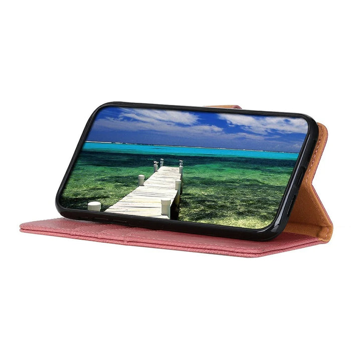 KHAZNEH For Samsung Galaxy A26 5G Wallet Case Cowhide Texture Leather Flip Phone Cover - Pink - 3