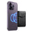 DENIOR V14 Magnetic Card Holder Genuine Cow Leather Phone Back Card Case - Black - 1
