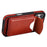 DENIOR D22 For iPhone 16 Case Detachable Card Bag Rotary Kickstand Genuine Cow Leather Phone Back Cover - Red - 4