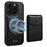 DENIOR D22 For iPhone 16 Pro Max Case Detachable Card Bag Rotary Kickstand Genuine Cow Leather Phone Back Cover - Black - 1
