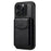 DENIOR D22 For iPhone 16 Pro Max Case Detachable Card Bag Rotary Kickstand Genuine Cow Leather Phone Back Cover - Black - 5