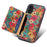 D16 For iPhone 16 Plus Magnetic Case Detachable Card Bag Flower Leather Back Cover - Green - 3