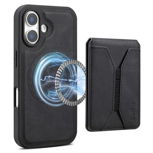 DENIOR D17 For iPhone 16 Case Compatible with MagSafe Card Bag Phone Cover - Black - 1