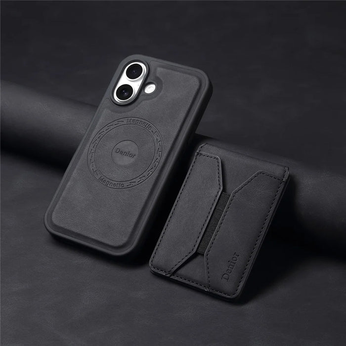 DENIOR D17 For iPhone 16 Case Compatible with MagSafe Card Bag Phone Cover - Black - 7
