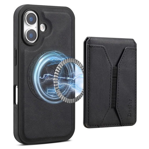 DENIOR D17 For iPhone 16 Plus Case Compatible with MagSafe Card Bag Phone Cover - Black - 1
