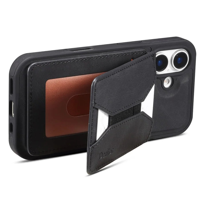 DENIOR D17 For iPhone 16 Plus Case Compatible with MagSafe Card Bag Phone Cover - Black - 4