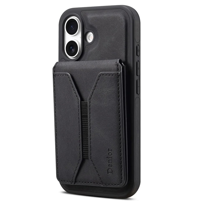 DENIOR D17 For iPhone 16 Plus Case Compatible with MagSafe Card Bag Phone Cover - Black - 5