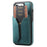 DENIOR D18 For iPhone 16 Case Ring Kickstand Leather+PC+TPU Phone Cover Card Holder - Blue - 5