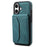 DENIOR D18 For iPhone 16 Plus Case Ring Kickstand Leather PC TPU Phone Cover Card Holder - Blue - 1