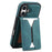 DENIOR D18 For iPhone 16 Plus Case Ring Kickstand Leather PC TPU Phone Cover Card Holder - Blue - 2