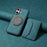 DENIOR D18 For iPhone 16 Plus Case Ring Kickstand Leather PC TPU Phone Cover Card Holder - Blue - 7
