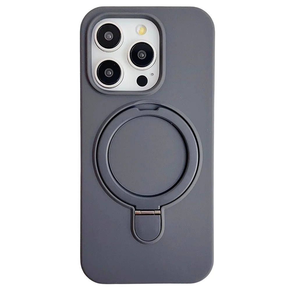 For iPhone 15 Pro Max Case Compatible with MagSafe Silicone Phone Back Cover with Kickstand - Grey - 1