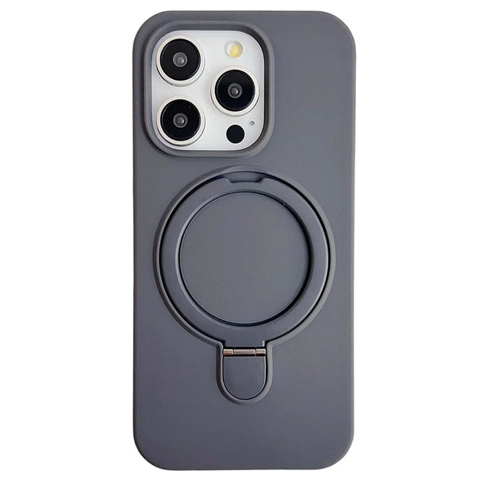 For iPhone 15 Pro Case Compatible with MagSafe Silicone Phone Back Cover with Kickstand - Grey - 1