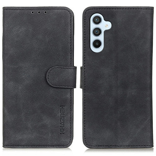 KHAZNEH For Samsung Galaxy A56 5G Case PU Leather Retro Texture Phone Cover - Black - 1