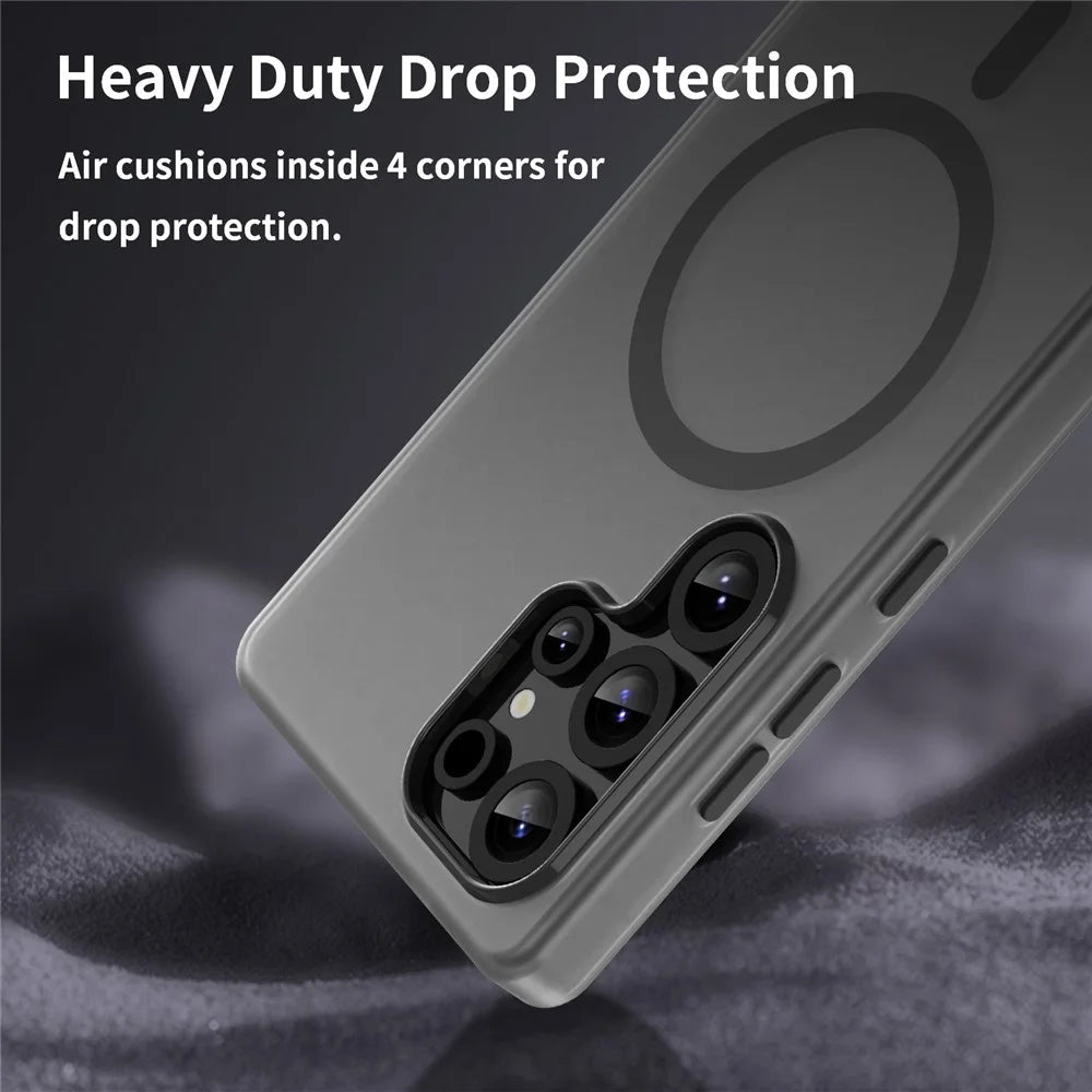 For Samsung Galaxy S25 Ultra Magnetic Case TPU + PC Slim Matte Translucent Phone Cover - Black - 7